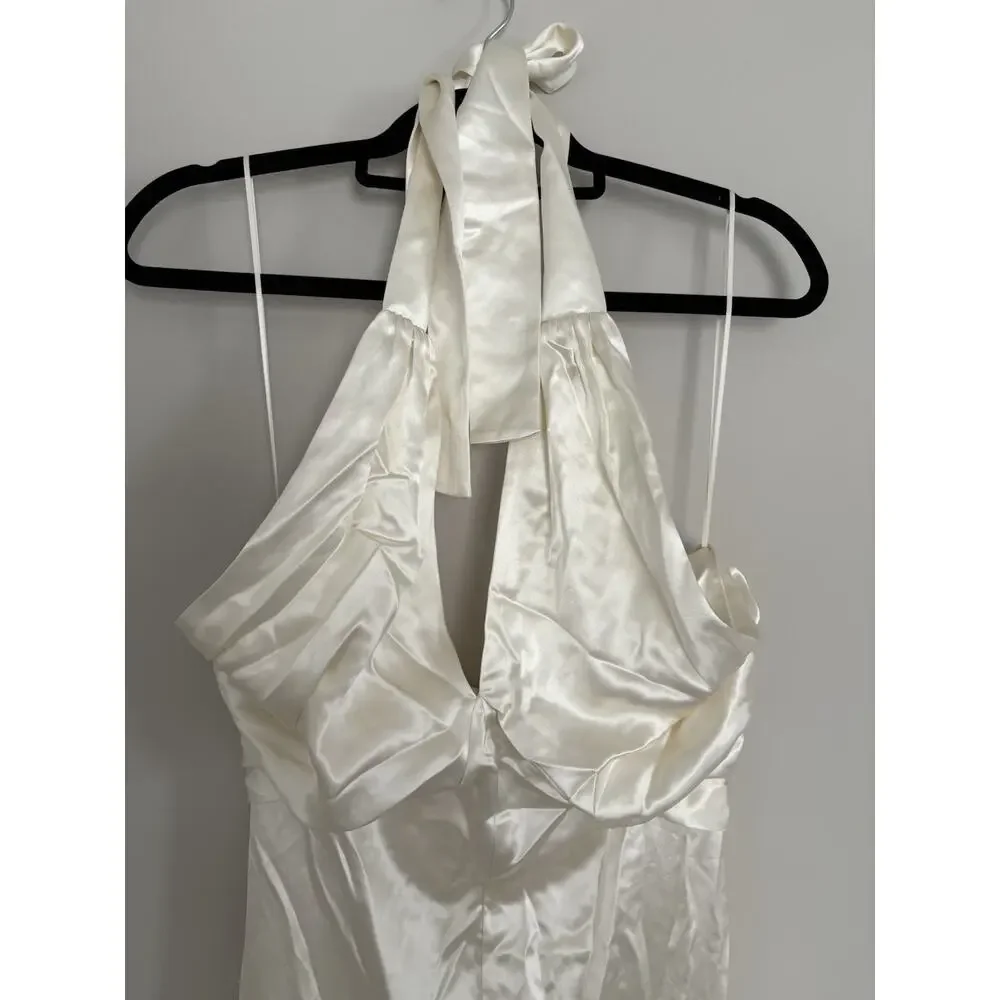 Reformation Veria Dress Halter Tie Zip Wedding Formal Style Women’s Size 4 - Picture 4 of 10